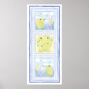 Frog Trio på Gingham Trasa Poster