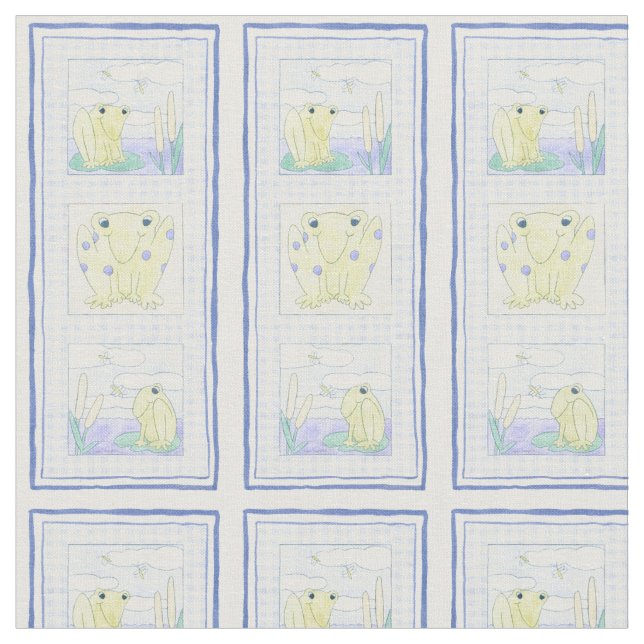 Frog Trio på Gingham Trasa Tyg (Närbild)