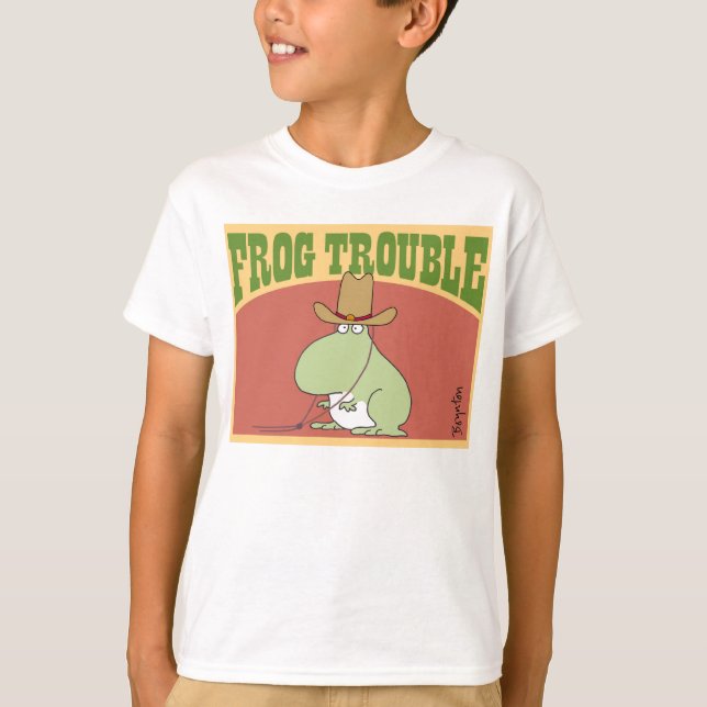 FROG TROUBLE by Sandra Boynton Officiell Apparatur Tee Shirt (Framsida)