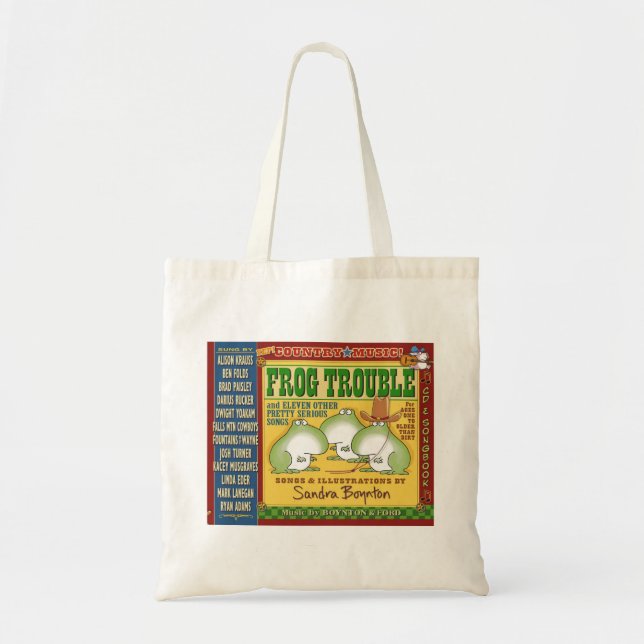 FROG TROUBLE by Sandra Boynton Officiell Tote Tygkasse (Framsidan)