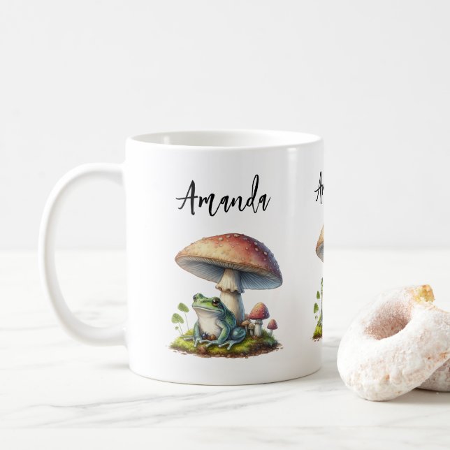 Frog Under a Mushroom Cute Nature Kaffemugg (Med munk)
