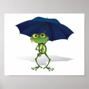 Frog under paraply poster
