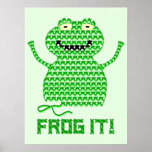 Frog! Vector Crochet Frog (Gröntens bakgrund) Poster