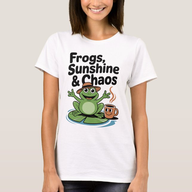 Frog Vibes och kaffe Chaos T Shirt (Framsida)
