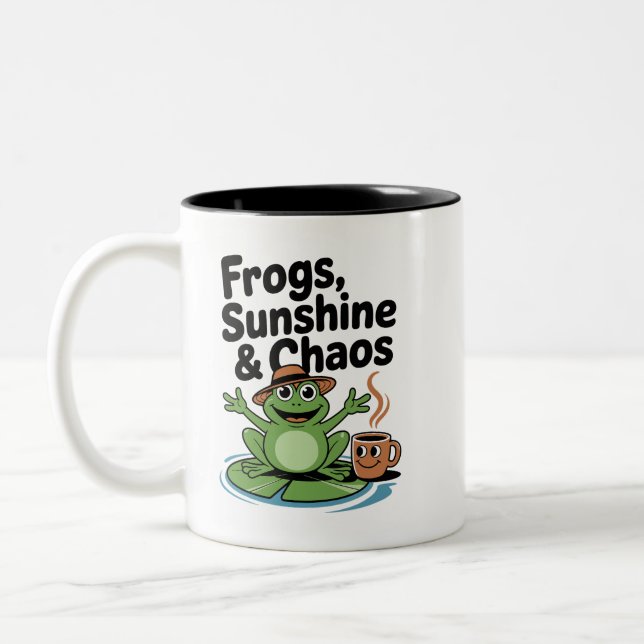 Frog Vibes och kaffe Chaos Två-Tonad Mugg (Vänster)