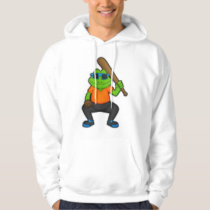 Frog vid Baseball med Baseball fladdermus och solg Hoodie