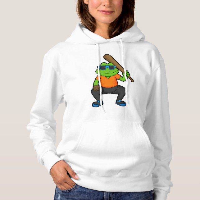Frog vid Baseball med Baseball fladdermus och solg T Shirt (Framsida)