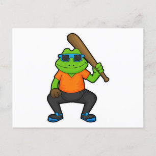 Frog vid Baseball med Baseball fladdermus och solg Vykort