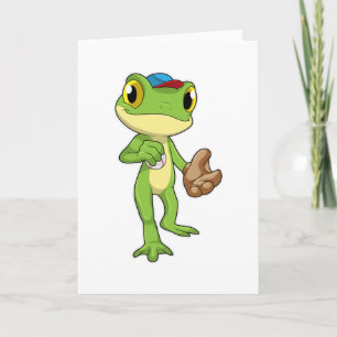 Frog vid Baseball med baskiska handskar Kort