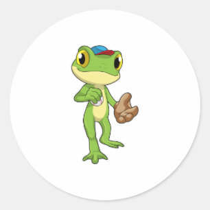 Frog vid Baseball med baskiska handskar Runt Klistermärke