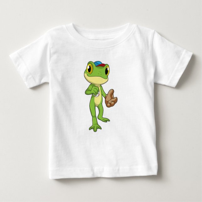 Frog vid Baseball med baskiska handskar T Shirt (Framsida)
