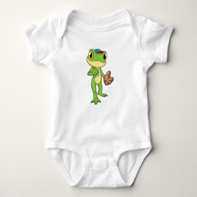 Frog vid Baseball med baskiska handskar T Shirt (Framsida)