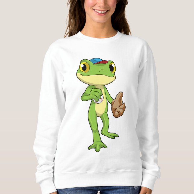 Frog vid Baseball med baskiska handskar T Shirt (Framsida)