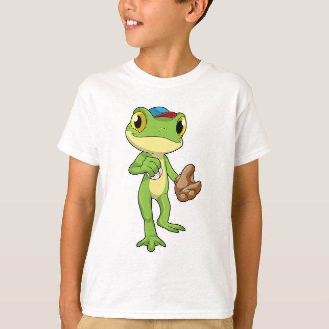 Frog vid Baseball med baskiska handskar T Shirt (Framsida)