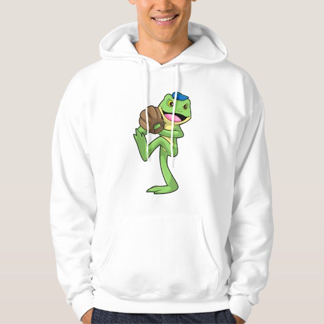 Frog vid Baseball med handskar Hoodie (Framsida)