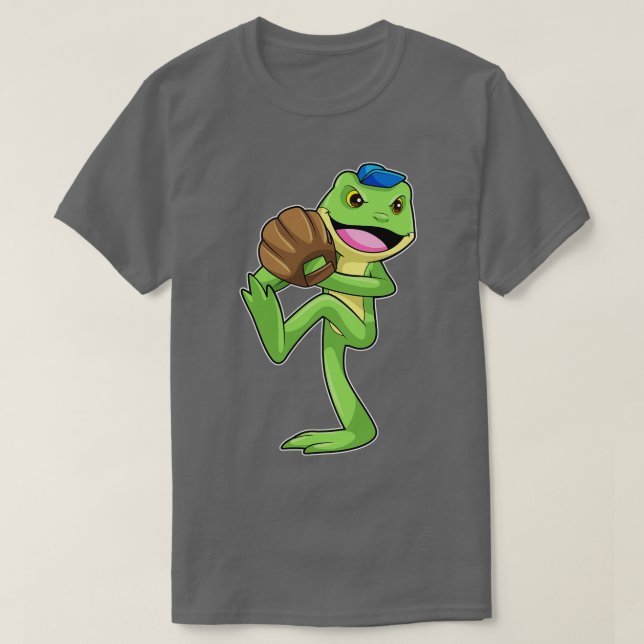 Frog vid Baseball med handskar T Shirt (Design framsida)