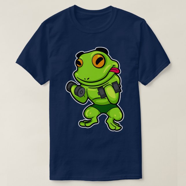 Frog vid Biceps-träning med Dumbbells 1 T Shirt (Design framsida)