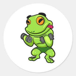 Frog vid Biceps-träningen med Dumbbells Runt Klistermärke