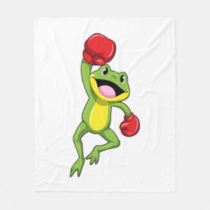 Frog vid Boxing med Boxinghandskar Fleecefilt