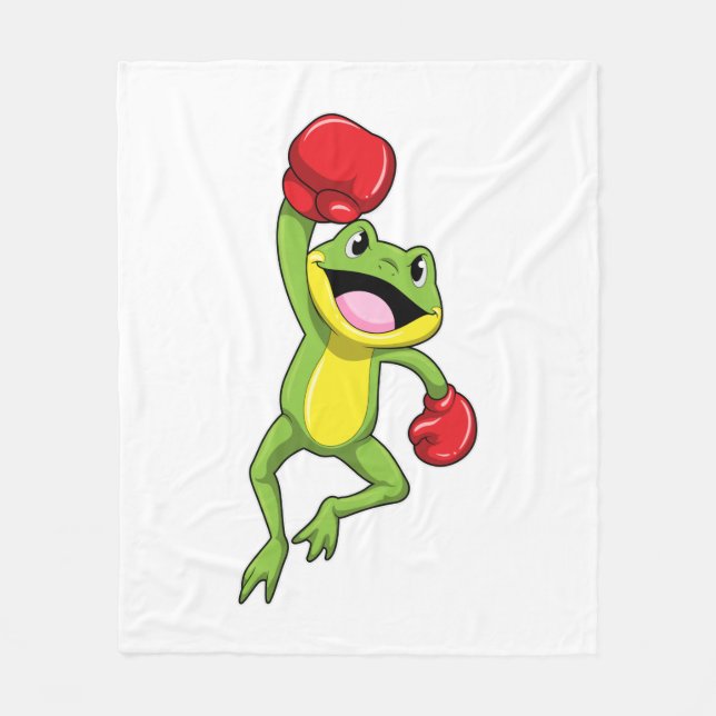 Frog vid Boxing med Boxinghandskar Fleecefilt (Framsidan)