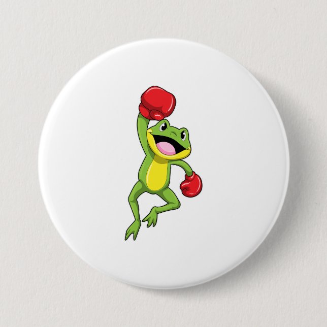 Frog vid Boxing med Boxinghandskar Knapp (Framsida)