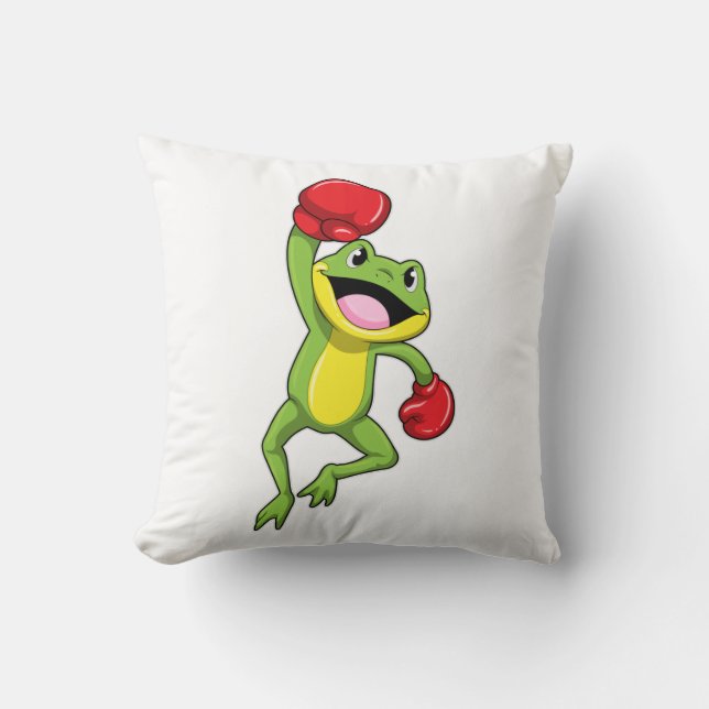 Frog vid Boxing med Boxinghandskar Kudde (Framsida)