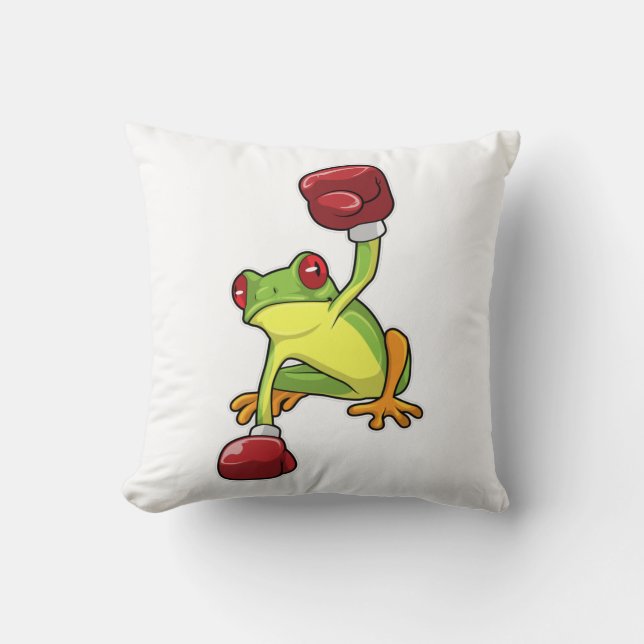 Frog vid Boxing med Boxinghandskar Kudde (Framsida)