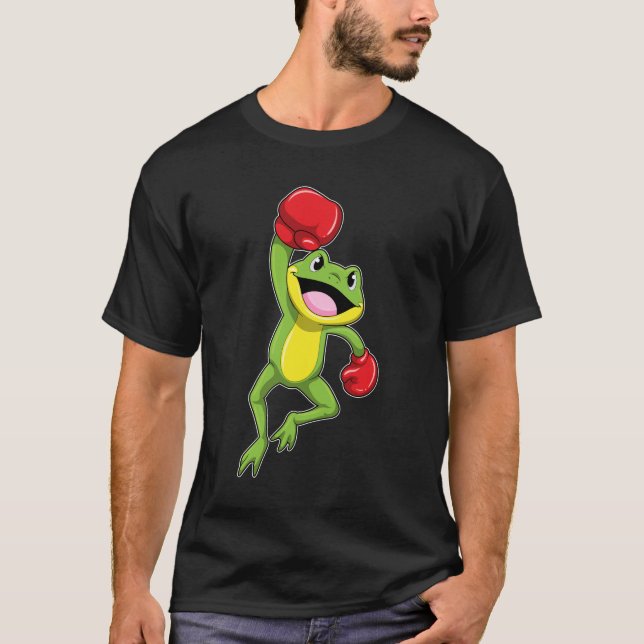 Frog vid Boxing med Boxinghandskar T Shirt (Framsida)