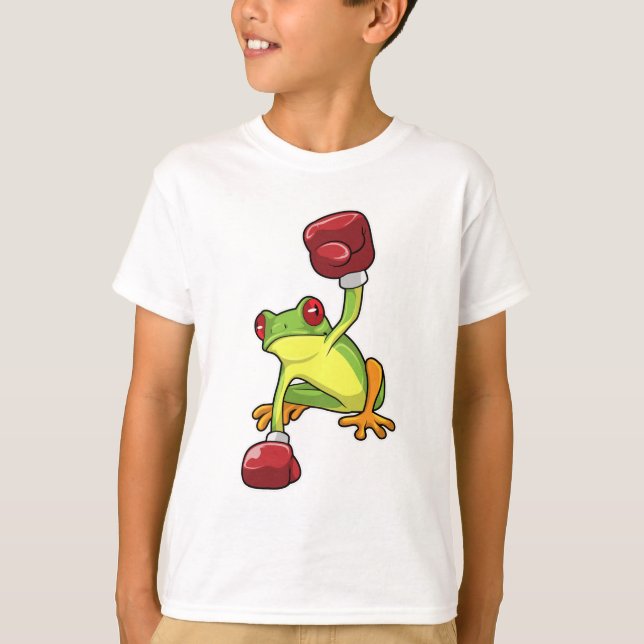 Frog vid Boxing med Boxinghandskar T Shirt (Framsida)
