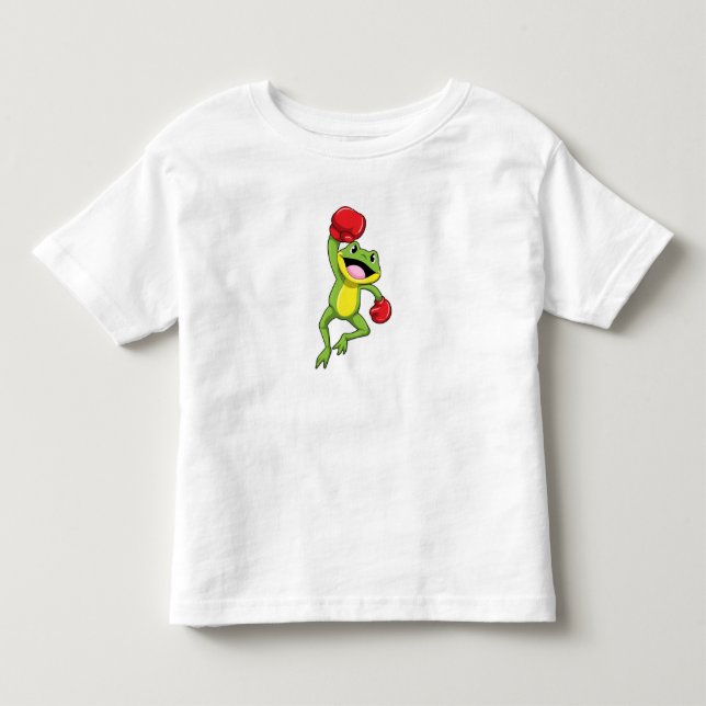 Frog vid Boxing med Boxinghandskar T Shirt (Framsida)