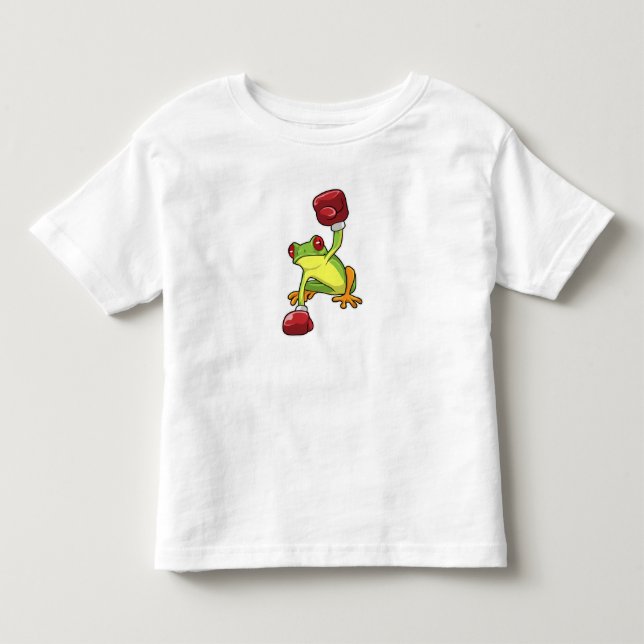 Frog vid Boxing med Boxinghandskar T Shirt (Framsida)
