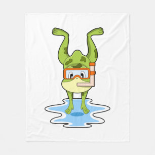 Frog vid Dyving med Snorkel Fleecefilt