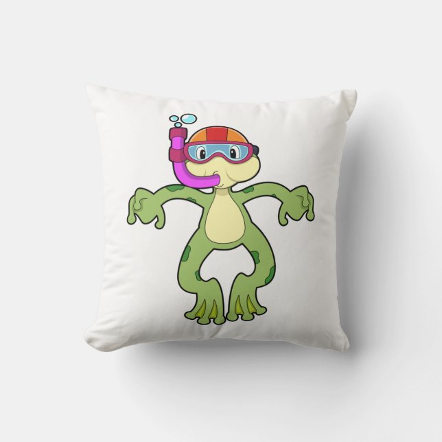 Frog vid Dyving med Snorkel Kudde (Framsida)