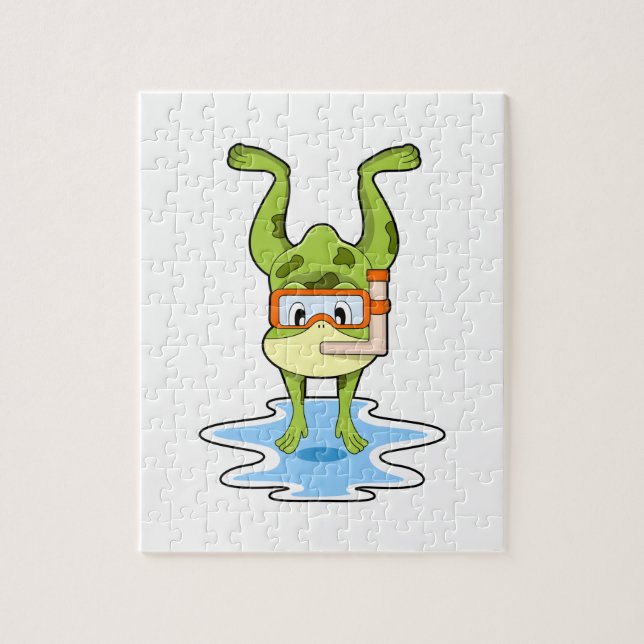 Frog vid Dyving med Snorkel Pussel (Vertikal)