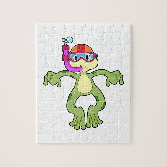 Frog vid Dyving med Snorkel Pussel (Vertikal)