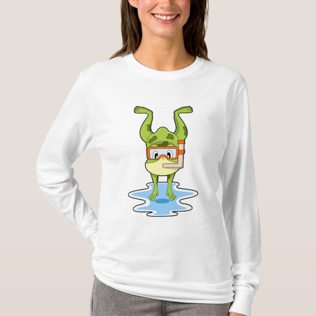 Frog vid Dyving med Snorkel T Shirt (Framsida)