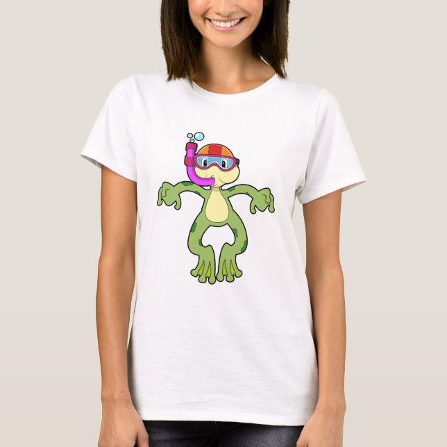 Frog vid Dyving med Snorkel T Shirt (Framsida)