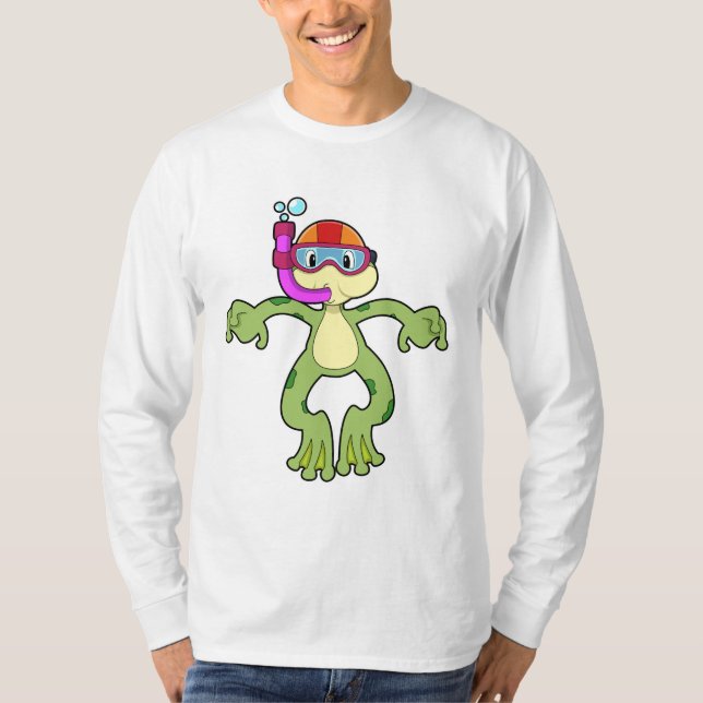 Frog vid Dyving med Snorkel T Shirt (Framsida)