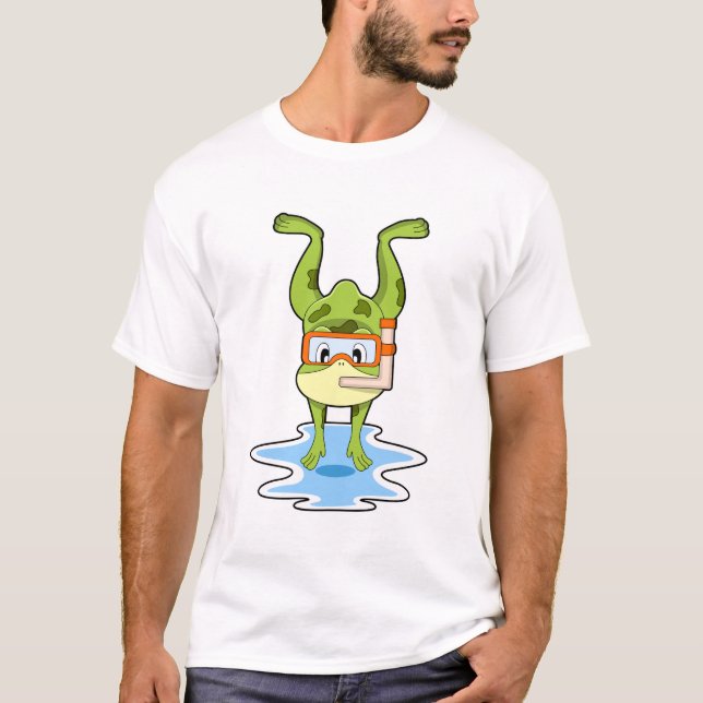 Frog vid Dyving med Snorkel T Shirt (Framsida)