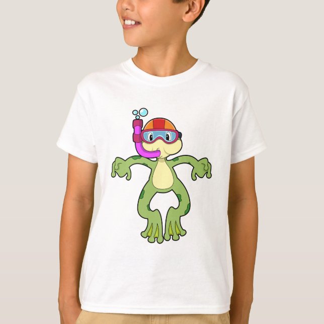 Frog vid Dyving med Snorkel T Shirt (Framsida)