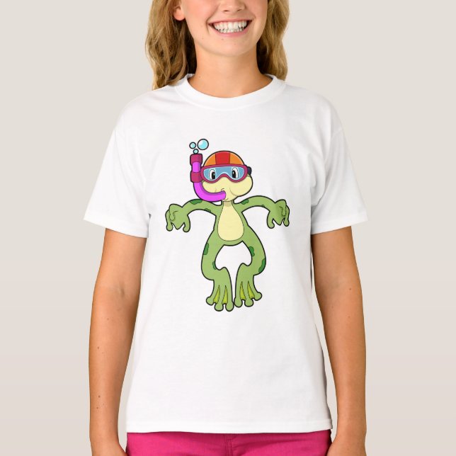Frog vid Dyving med Snorkel T Shirt (Framsida)