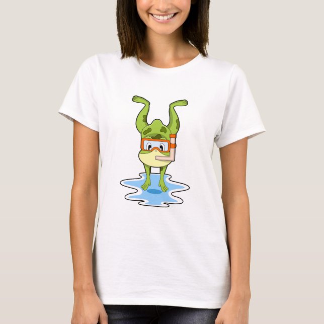 Frog vid Dyving med Snorkel T Shirt (Framsida)