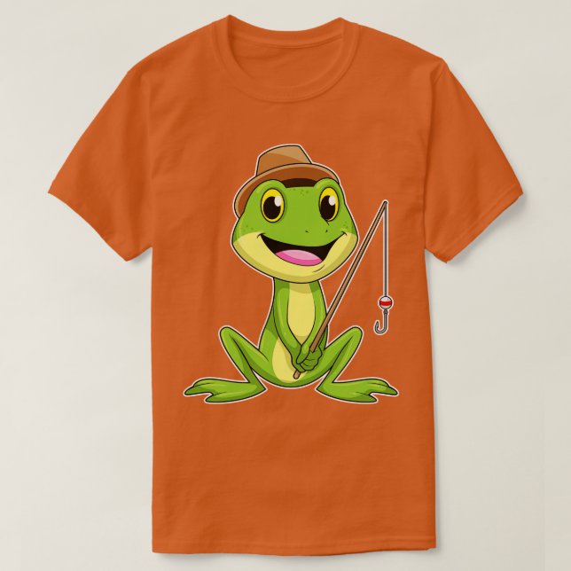 Frog vid fiske med fiskstav 1 t shirt (Design framsida)