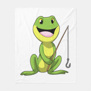 Frog vid fiske med fiskstav fleecefilt