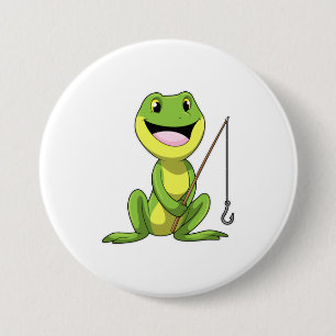 Frog vid fiske med fiskstav knapp