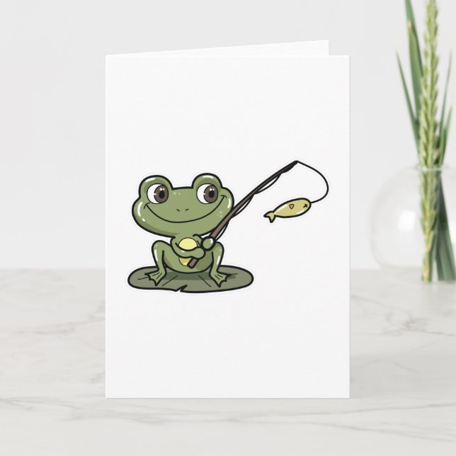Frog vid fiske med fiskstav kort (Framsida)
