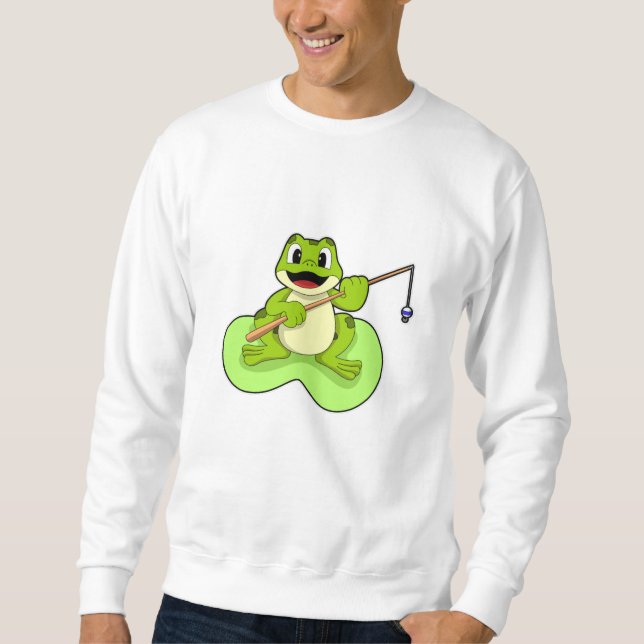 Frog vid fiske med fiskstav lång ärmad tröja (Framsida)