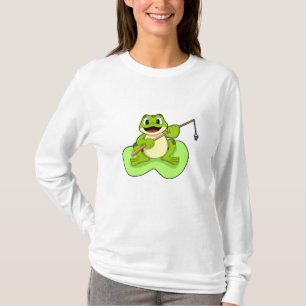 Frog vid fiske med fiskstav t shirt