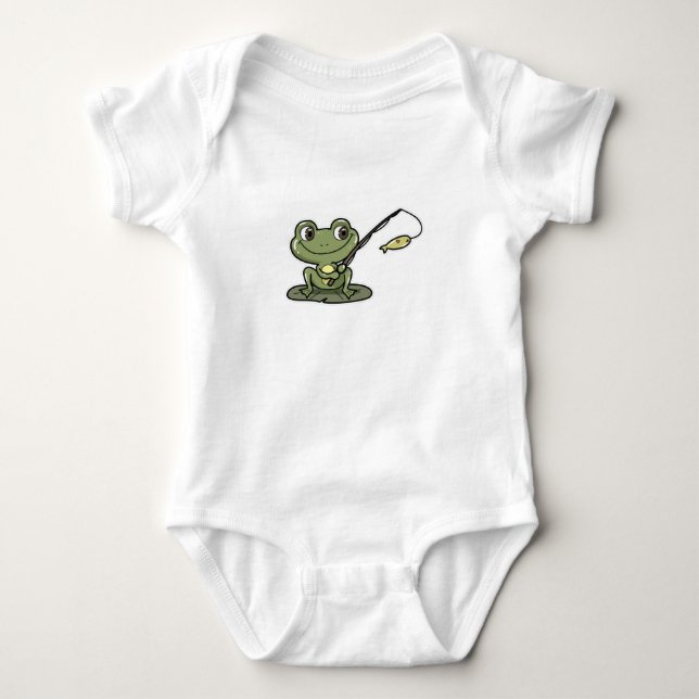 Frog vid fiske med fiskstav t shirt (Framsida)
