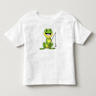 Frog vid fiske med fiskstav t shirt